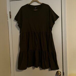 Old Navy Size XXL Olive Green Tiered Dress